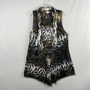 ADORE Open Front Tunic Vest Topper Womens Small Duster Artsy Animal